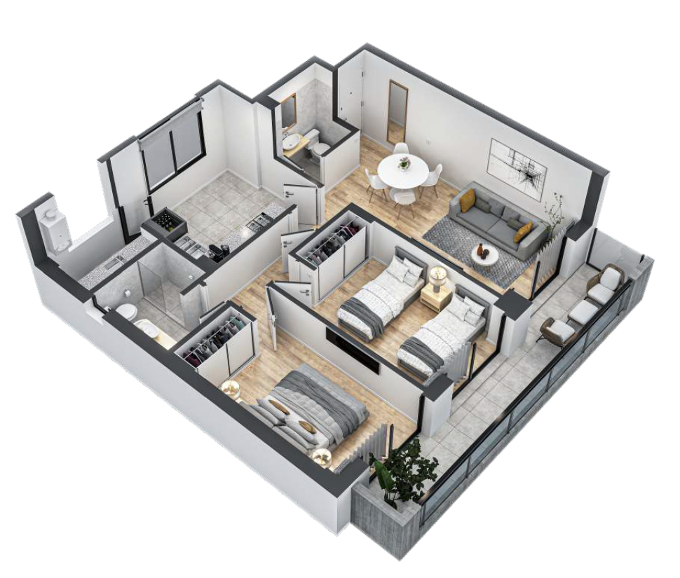 Departamento A de 2 dormitorios del edificio Corrientes 1253