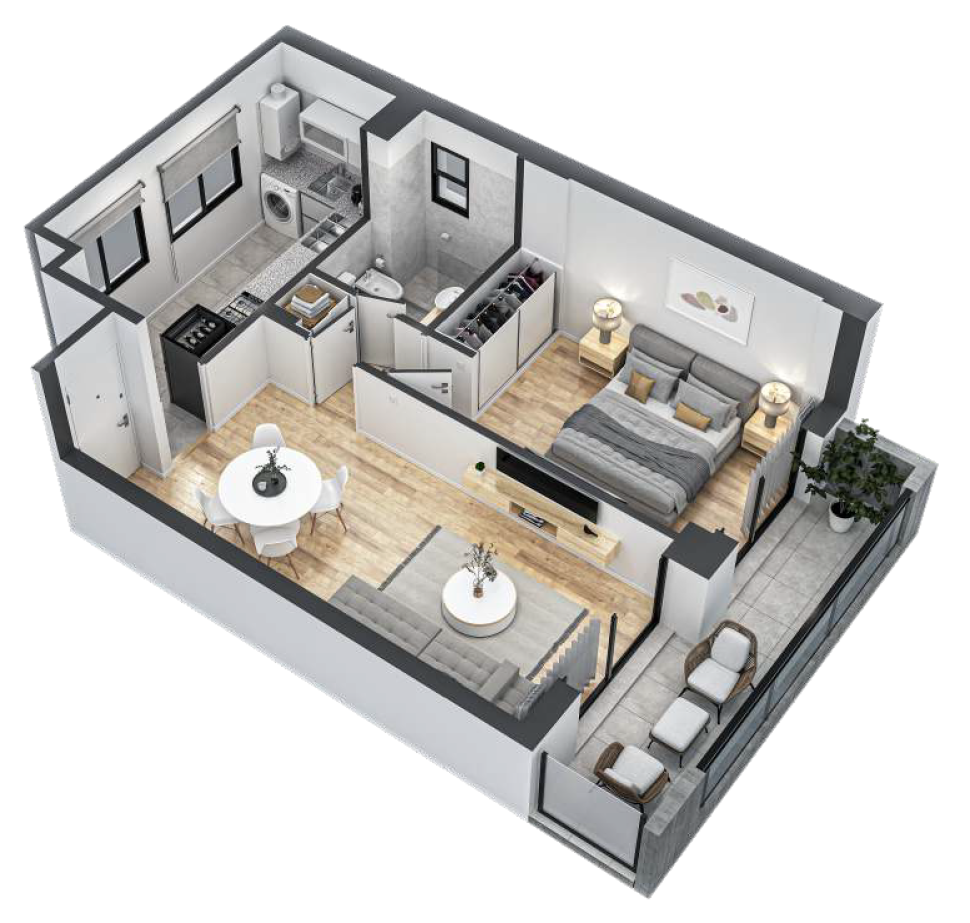 Departamento B de 1 dormitorio del edificio Corrientes 1253
