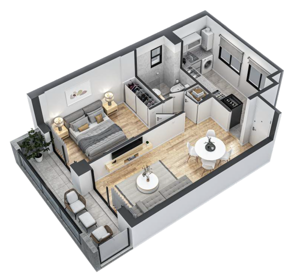 Departamento D de 1 dormitorio del edificio Corrientes 1253